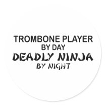 Trombone Deadly Ninja by Night Round Sticker