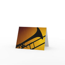 Trombone Greeting Card Gold Background