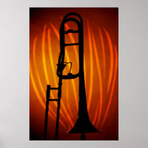 Trombone on Fire Art Poster