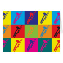 Trombone Pop Art Greeting Cards