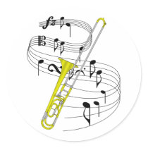 Trombone Round Sticker