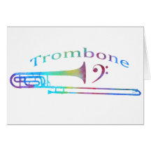 Trombone with Bass Clef Greeting Cards