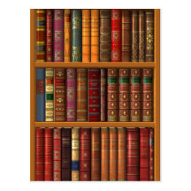 Trompe l'oeil "French library". Post Cards