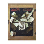 Trompe l'oeil with letters and notebooks, 1665 postcard
