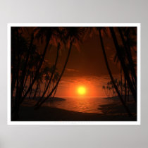 Tropics, sunset, digital, blasphemy, Poster with custom graphic design