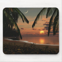 tropical, beach, ocean, palm, sunset, sunrises, sunsets, Mouse pad with custom graphic design