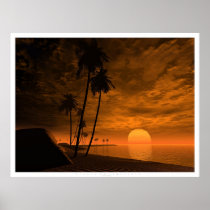 digitalblasphemy, tropic, capricorn, palms, sunset, beach, sunrises, sunsets, Poster with custom graphic design