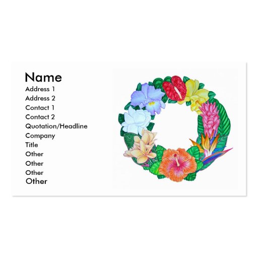 Tropical Aloha Wreath Business Card Templates (front side)
