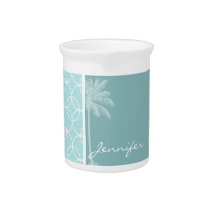 Tropical Baby Blue Circles Beverage Pitchers