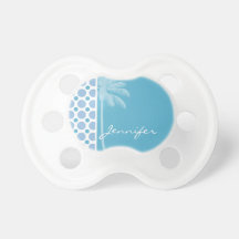 Tropical Baby Blue Polka Dots Baby Pacifiers