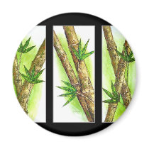 Tropical Bamboo Painting - Multi Refrigerator Magnet
