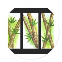 Tropical Bamboo Painting - Multi Round Sticker