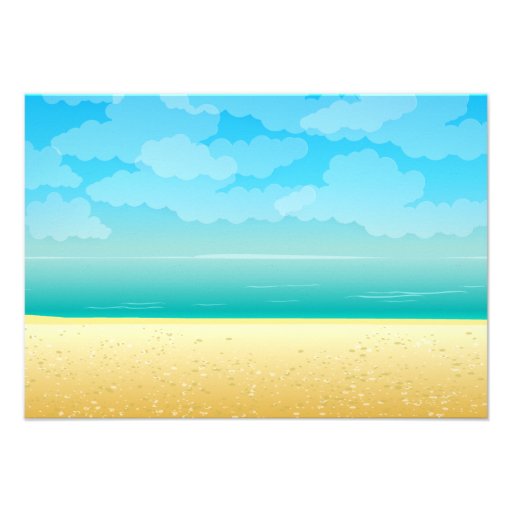 Tropical Beach and Palm Trees Wedding Reception Custom Invite