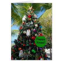 Tropical Beach Christmas Tree Greeting Card
