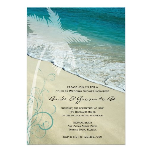 Tropical Beach Couples Wedding Shower Invite