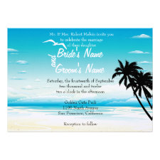 Tropical Beach Floral Wedding Invitation