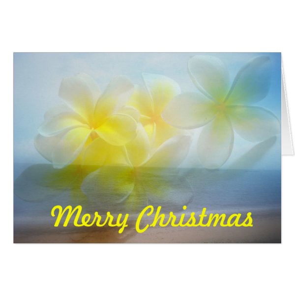 Tropical beach frangipani Merry Christmas Card