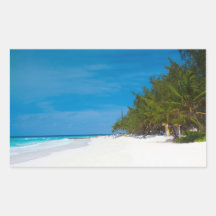 Tropical Beach in Barbados Rectangular Stickers