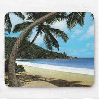Tropical beach painting mouse pad