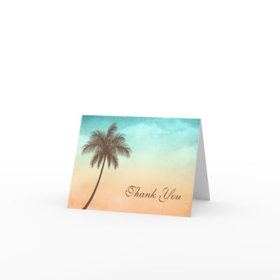 Tropical Beach Palm Tree Thank You Greeting Card