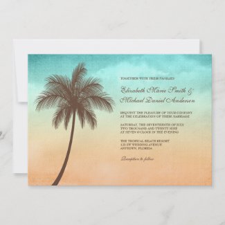 Tropical Beach Palm Tree Wedding Invitations zazzle_invitation