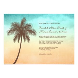 Tropical Beach Palm Tree Wedding Invitations