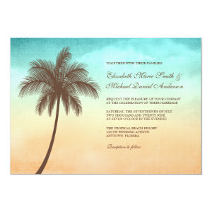 Tropical Beach Palm Tree Wedding Invitations 5