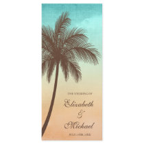 Tropical Beach Palm Tree Wedding Program Customized Rack Card
