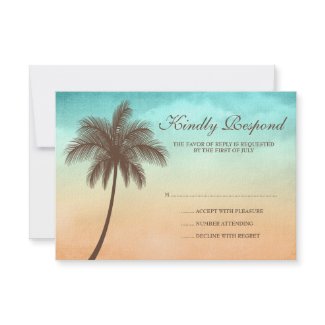 Tropical Beach Palm Tree Wedding Response Card invitation