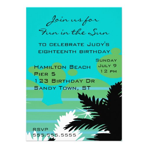 Tropical Beach Party Custom Announcement