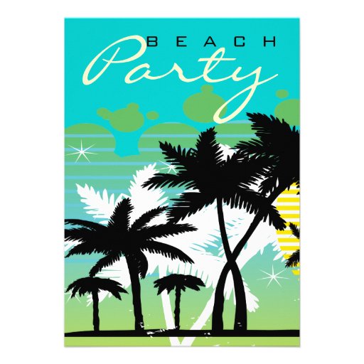 Tropical Beach Party Custom Announcement