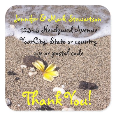 Tropical Beach Plumeria Thank you with address Stickers