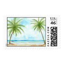 Tropical Beach Postage Stamp