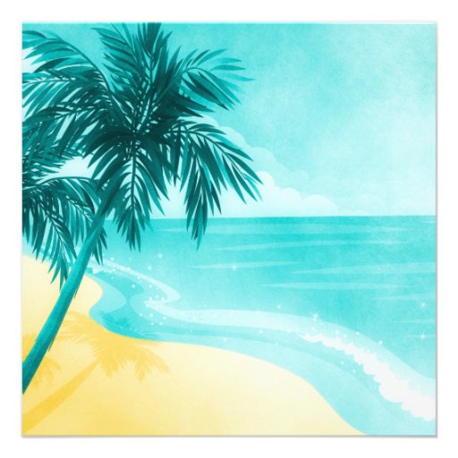 Tropical Beach Quinceanera Birthday Invitations