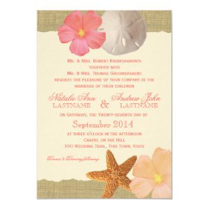 Tropical Beach Rustic Wedding 5x7 Paper Invitation Card