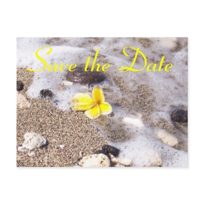 Tropical Beach Save the Date Plumeria Post Card
