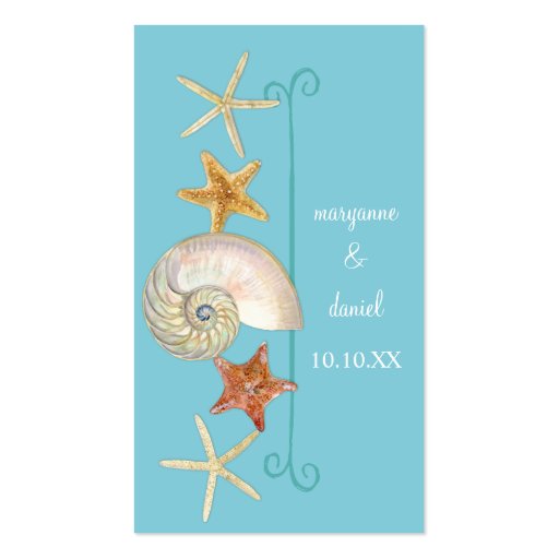 Tropical Beach Shells Starfish Nautilus Summer Business Cards (front side)