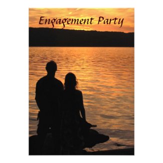 Tropical Beach Sunset Engagement Party Cards