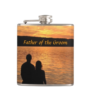 Tropical Beach Sunset Father of the Groom Flask