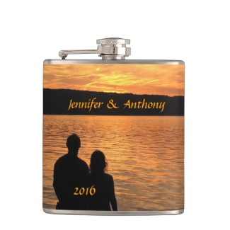 Tropical Beach Sunset Wedding Flask