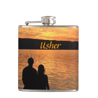 Tropical Beach Sunset Wedding Usher Flask