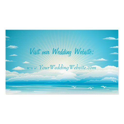 Tropical Beach Website Wedding Card Business Cards (back side)