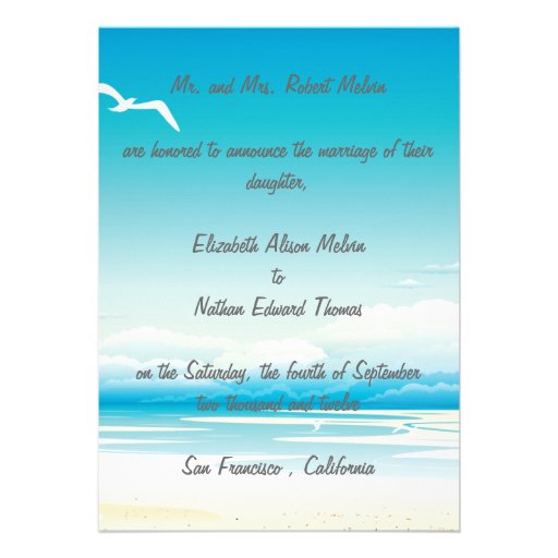 Tropical Beach  Wedding Annoucement Personalized Invite