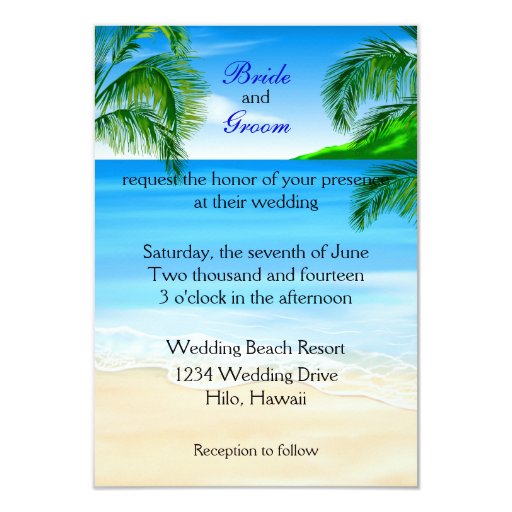 Tropical Beach Wedding Custom Invitation