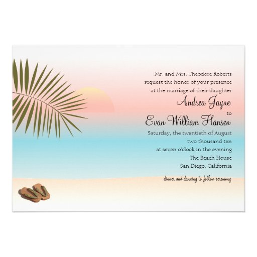 Tropical Beach Wedding Custom Invite