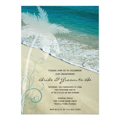 Tropical Beach Wedding Engagement Party Invite