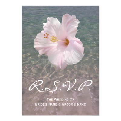 Tropical Beach Wedding Hibiscus Small RSVP Personalized Invitations