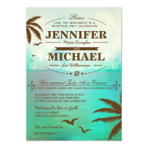 Tropical Beach Wedding Reception Only  Invitations 5