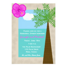 Tropical Beach Wedding Rehearsal Dinner Invitation
