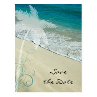 Tropical Beach Wedding Save the Date Postcard